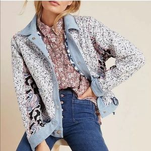 ANTHRO Denim Trimmed Reversible Patchwork Jacket